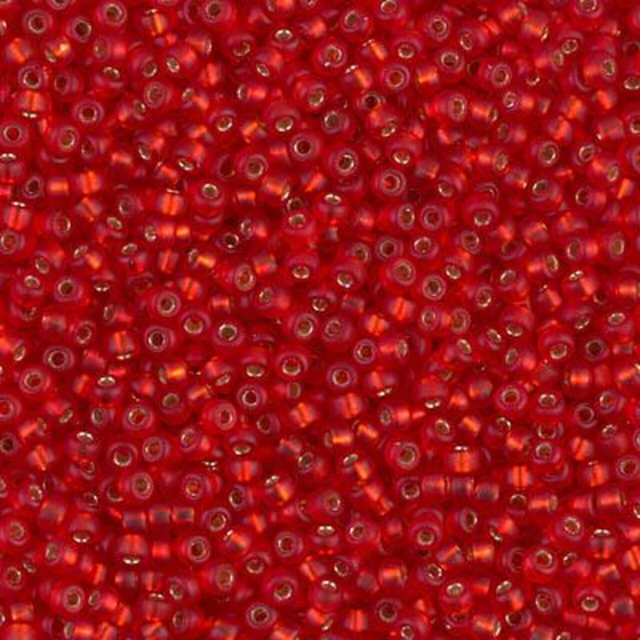Miyuki 11 Round Seed Bead, 11-10F, Matte Silver Lined Flame Red, 13 grams
